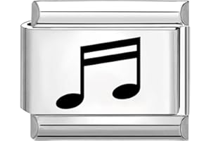 Quiges - 9mm Italian Style Charm Modul Edelstahl Laser Musiknote für Italienische Armbänder
