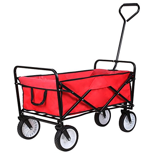 HOMFA Bollerwagen Transportwagen Handwagen Transportkarre faltbar Gartenwagen Gerätewagen 83x53x63cm bis 80 Kg 360° drehbar (Red) - 8