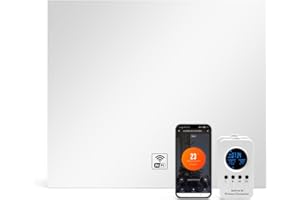 ULCANO Pannello Radiante Infrarossi a CRISTALLI di CARBONIO, 360W 60x70 cm, Comfort Termico (non secca l’aria) Basso Consumo, Max Efficienza, SPECCHIO, MIRROR ECO PRO + Telec. Termostato + WIFI e APP