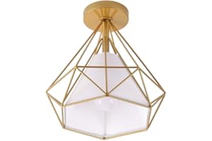 Artpad Lámparas de techo Vintage Loft LED E27 (bombilla no incluida), iluminación de techo interior, pantalla de lámpara de jaula de metal dorado, 220V para dormitorio, restaurante, hotel, estudio