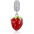 Fruit 925 Sterling Silver Red Enamel Charm Bead for Pandora Bracelets - Christmas Charm
