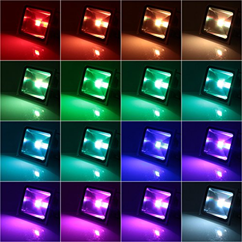 Albrillo LED 50W RGB Fluter mit 16 Farben inkl. Fernbedienung & Stecker, IP65 - 5