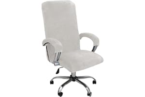 NLCYYQ Office Chair Cover Velvet Computer Chair Cover Stretch Rotating Chair Cover Removable Swivel Slipcover Boss Chair Cover Protectors High Back Large (Ivory,Large)
