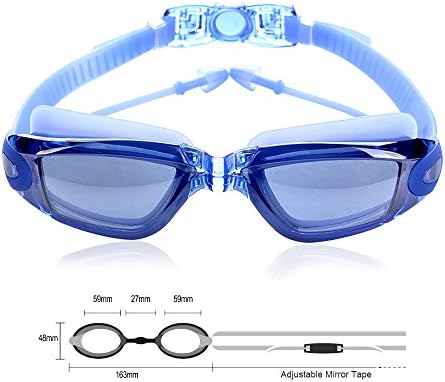 Swimming Goggles No Leaking Anti Fog UV Protection Triathlon Swim Goggles with Free Protection Case for Adult Men Women Youth Kids Child - Color (Blue)