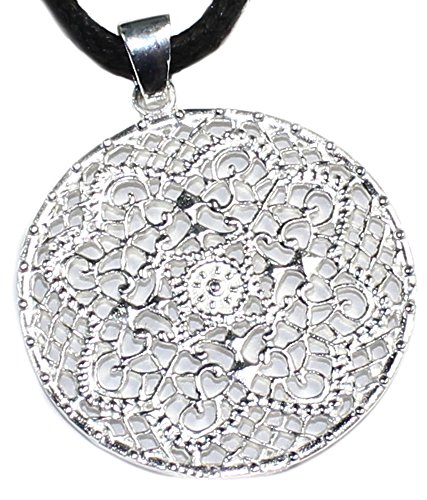 Preisvergleich Produktbild budawi® - Silberanhänger indische Henna-design-Elemente, Ø 33 mm, Kettenanhänger