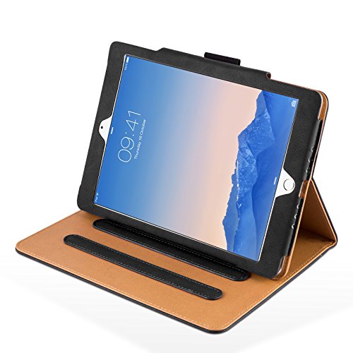 iPad Air, Air 2 & iPad 9.7″ 2017 Hülle – JAMMYLIZARD Ledertasche Smart Cover mit Standfuktion für iPad Air (5. & 6. Generation) & iPad 9.7″ 2017, SCHWARZ & HONIG, [MIT STIFT & STIFT-HALTER] - 3