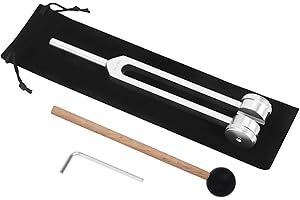 SHINHERYEE Diapasón de 136,1 Hz, diapasón de aleación de aluminio, terapia con un martillo de silicona, una herramienta de reparación y un paño de limpieza, empaquetado en una bolsa de terciopelo