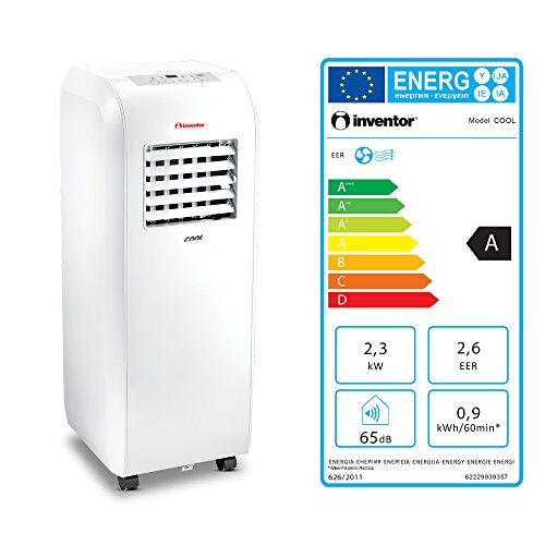 Inventor Cool 8.000 Btu/h Mobile Klimaanlage Klimagerät nur zur Kühlung (Ventilator, LCD-Display, Energieeffizienzklasse A mit ECO Design, Timer-Funktion, Laufrollen)