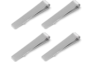 Bewudy 4 Pcs Stainless Steel Tie Clips, Tie Clips for Men’s Regular Ties, Tie bar & Pins Set for Necktie in Silver, Classic Tie Clips for Wedding Anniversary Valentine's Day Christmas Party Daily Wear