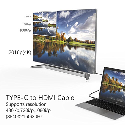 USB C auf HDMI Kabel 1,8M 4K USB 3.1 Typ C zu HDMI Kabel unterstützt Ultra-HD, für MacBook Pro, Neue MacBook, ChromeBook Pixel, Huawei MateBook und Mehr Wofalo® - 4