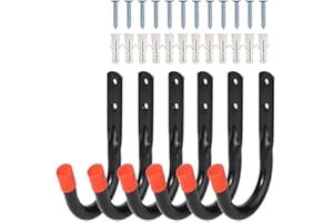 FIAMER 6 Pezzi Scala Bicicletta Garage Heavy Duty, Hanger Organizer Wall Hook Garden Storage Hook per Surfboard, Scala, Kayak, Strumenti, Jeep Door Hanger, Biciclette, Scale (Red)