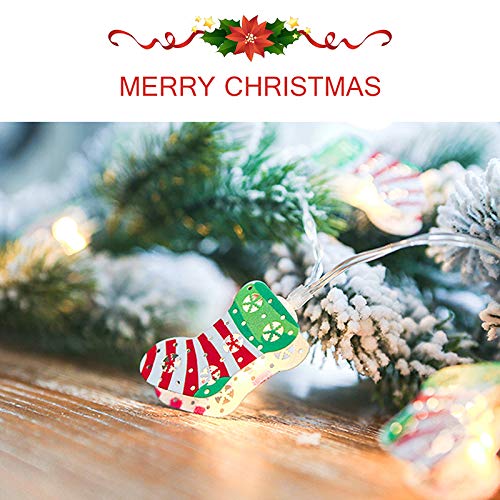 Preisvergleich Produktbild Surenhap Weihnachten Lichterketten, Weihnachten Weihnachtssocken String Lichter Socken Lichter für Geburtstagsparty Black-Friday Weihnachten Indoor Outdoor Deko Size 2M, 20 LED (Bunt)