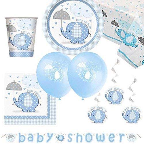 Party Bags 2 Go Ombrello Elefante Blu Festa Finale Forniture Kit per 8