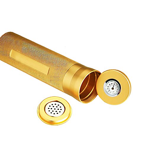 Preisvergleich Produktbild Zigarrenetui mit Luftbefeuchter, goldfarben