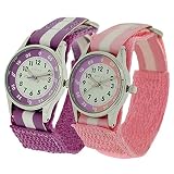 2 x Reflex Time Teacher lila/rosa Klettverschluss Mädchen Kinder Armbanduhr Geschenk