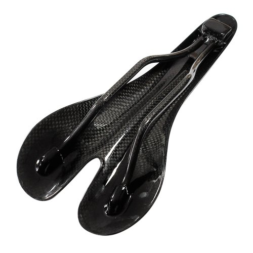 Mountainbike Sattel, Alle Kohlefaser 3K Glossy Fahrradsattel für Stadt/Rennrad/MTB (Mountainbike)/BMX, Schwarz, iParaAiluRy - 4