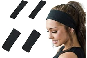 ZOREI 4 Pezzi Fascia Capelli Uomo, Fascia Sportiva Capelli Donna, Colore Nero, Larghezza da 5.5cm e 8cm