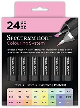 New Crafters Companion Spectrum Noir Pen Set Packs of 24 with Free Hand Crafted Bag by Russell Sanders (Pastels with Free Handmade Bag)