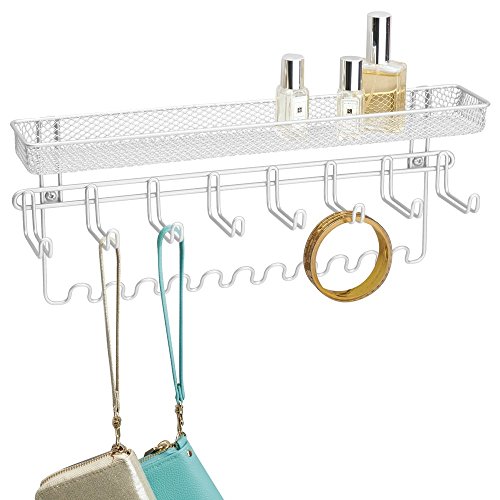 mDesign Classico Wandmontierter Schmuckorganizer – Weiß - 3