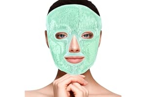 NEWGO Maschera per viso freddo, confezione per ridurre il gonfiore del viso, cerchi scuri, perle in gel caldo compresse fredde, per il viso SPA per la pressione delle donne (verde)