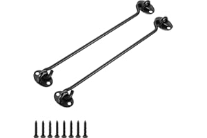 KINHARD Crochet Porte, 2 Pièces 310 mm Fermeture Porte Acier Inoxydable, Loquet Porte Noir, Crochet Fenetre pour Portes, Fenêtres de Garage, Maisons de Jardin, Chalets