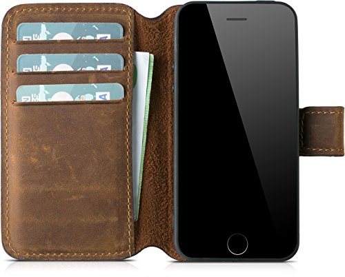 Blumax - Funda Ultraligera de Piel auténtica para Apple iPhone 5/5s/SE, con Aspecto Vintage