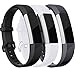 Produktbild HUMENN Für Fitbit Alta HR Armband, Alta Armband Verstellbares Sport Ersatz Band Ersatzarmband Wristband Silikonarmband Fitness Zubehörteil mit Metallschließe Small Schwarz+WeißeGrau