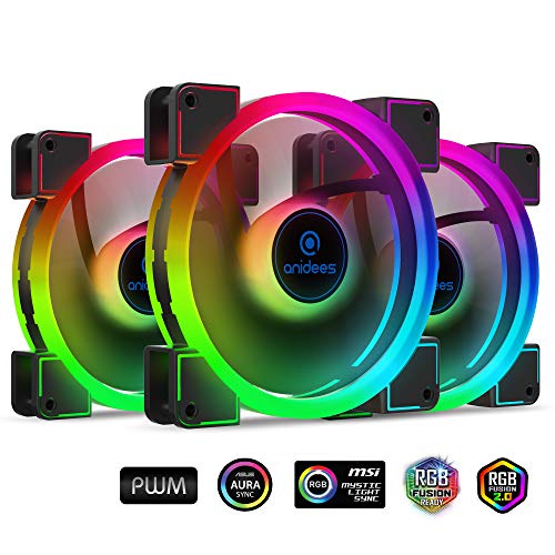 Anidees AI Aureola Duo 140mm 3pcs RGB PWM Dual Light Loop Fan Compatible with 5V 3pins addressable RGB Header, for PC Case Fan, Cooler Fan, w/Remote(AI-AR-DUO14)