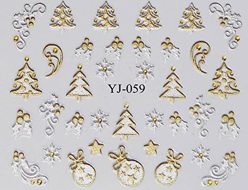 Nail Art 3D Stickers - Christmas Gold & Silver (YJ059)