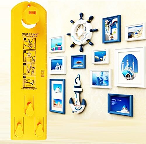 Picture Hanger Hanging Tool, Measurement Marking Position Tool，Hang and Level Picture Hanging Tool and Horizontal Wall of the Roof, Perfect To Hang Pictures, Mirrors and Clocks, Yellow