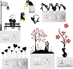 DreamKraft Vinyl Wall Fridge Switch Board Sticker, 13.77 x 13.77 x 0.39 Inches, Multicolour, Animal