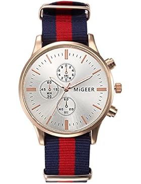 Souarts Herren Armbanduhr Einfach Stil Nylon Armband Casual Analoge Quarz Uhr Schwarz