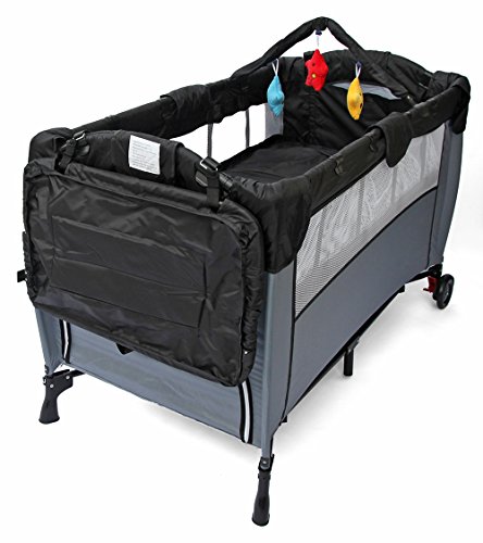 Portable Baby Child Travel Cot Bed Bassinet Play Pen Playpen (black)
