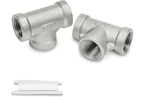 Bwintech 2 Pièces 3/4" femelle BSP Connecteur à 3 voies Raccords de tuyauterie femelles en té en acier inoxydable 304