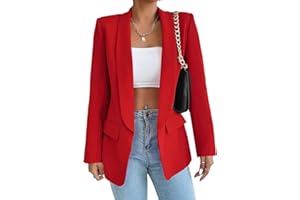 HOTIAN Blazer Elegante Donna Colletto Cappotto Elegante Cardigan Aperto Casual A Maniche Lunghe Business Casuale Blazer