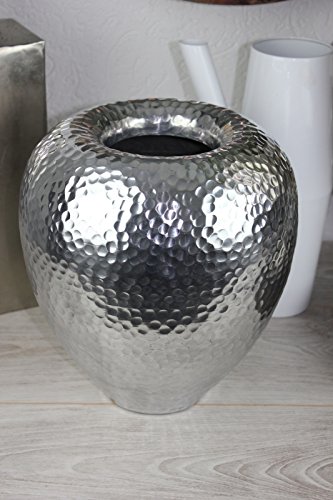 ALU Vase 26x30 hoch Silber bauchig hammerschlag gehämmert Tisch Amphore