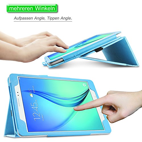 Infiland Samsung Galaxy Tab A 9.7 Hülle Case -Slim Fit Folio PU-lederne dünne Kunstleder Schutzhülle Cover Tasche für Samsung Galaxy Tab A 9.7 T550N/ T555N 24,6 cm (9,7 Zoll) WiFi/LTE Tablet-PC (mit Auto Schlaf / Wach Funktion)(Hellblau) - 3