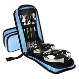 ackmond acampar al aire libre utensilios de cubertería de acero inoxidable de grado militar tenedor, cuchara, cuchillo y palillos, 7 pcs Camping Cutlery Set