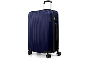 FOSANI Suitcase Set |Aluminium Telescopic Handle | Lightweight Hard Shell Suitcases |3 Digit Combination Lock | 4 Silent Dual Spinner Wheels (Blue, Medium 24'')