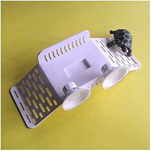 2 Paths White Plastic Turtle Reptile Large Basking Platform Amphibian Bridge Shape,With 2 Suction Cup Suitable For Any Water Level (M-Suction)