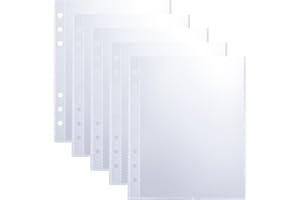 YOLEV 50 Pack 100 Pockets A5 Binder Inserts 5x7 in 6 Ring Clear Binder Sleeves Double-Sided Plastic Sleeves for Binders for Photos, Postcards, Seed Packets Clear PP Sheet Protector