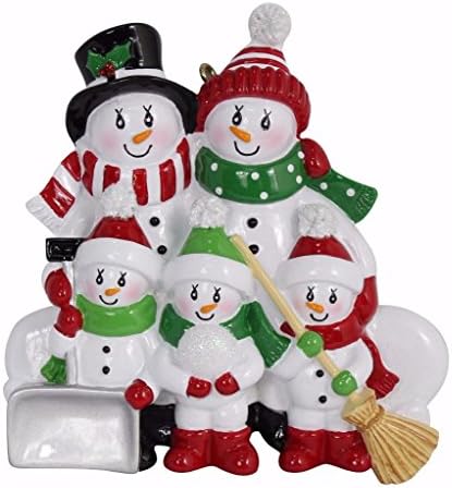 MAXORA Sweeping Snowman Family of 5 Funny Personalised Christmas Ornament
