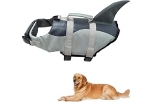 FDDE Giubbotti Salvataggio per Cani, Salvagente per Animali, con Manico, Regolabile Cani Giubbotto Salvagente, per Piscina, Spiaggia, Nautica (S)