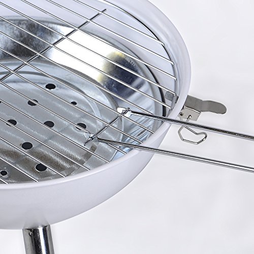 Nexos YG00263_G Mini Grill Kugelgrill Holzkohlegrill für Garten Terrasse Camping Festival Picknick BBQ Barbecue Ø 30 cm grün - 4