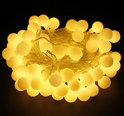 LED Lichterkette,Sunglo(TM) Globe Lichterkette Innen Deko Glühbirne 10 Meter 100er Warmweiß DC 31V Beleuchtung Kugel für Party, Weihnachten[Energieklasse A+++]