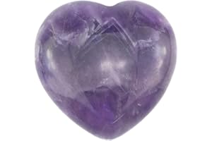 Ouubuuy Edelstein Amethyst Herz Glücksbringer handschmeichler Stein Energie Heilstein 3cm