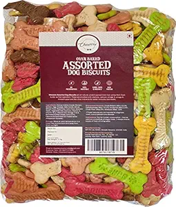 Chewers Oven Baked Assorted Puppy Biscuits, Contains Real Chicken, Mutton, Egg, Milk, Cheese & Strawberry, Dog Treat 1 Kg Super Saver Value Pack (Pack of 10)
