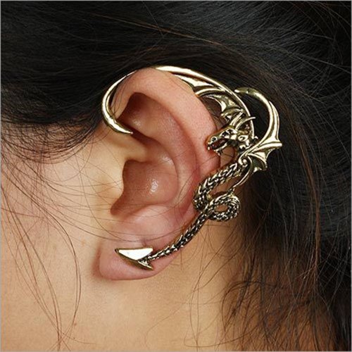 Ladies Fashion Vintage Punk Fly Dragon Earrings Wrap Clip Ear Cuff Earrings (Bronze)