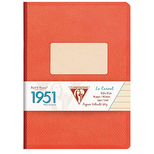 Clairefontaine 195246 C Apuntes 1951 Back to Basics, color rojo coral