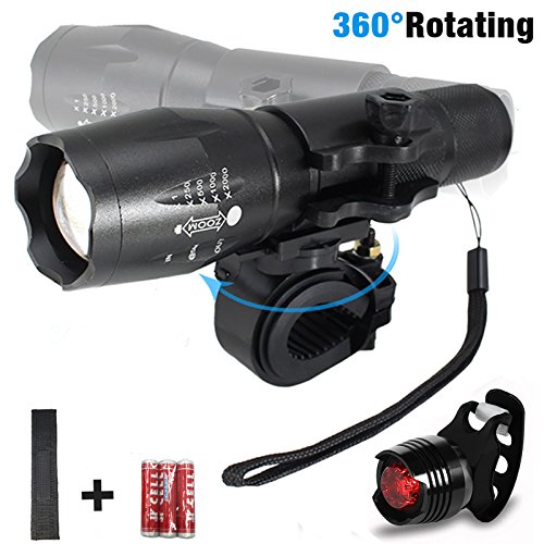 LIVHÒ | LED Fahrradbeleuchtung , Frontlicht und Rücklicht CREE - 3 Beleuchtungs modalität,Zoombarer,1000lm, Batterie inklusiv, Waterproof, Licht-Modi für Berg-Radfahren, Camping und täglichen Gebrauch